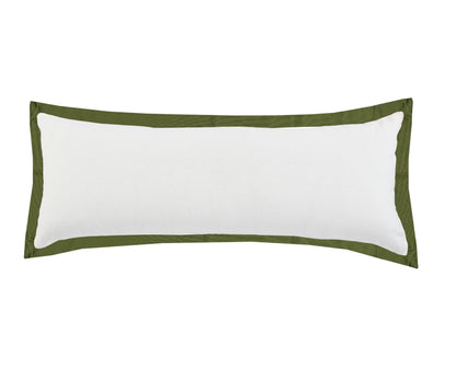 14" X 36" White And Moss Green 100% Cotton Geometric Zippered Pillow FurniFindUSA