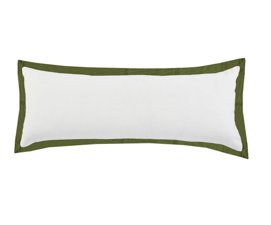 14" X 36" White And Moss Green 100% Cotton Geometric Zippered Pillow FurniFindUSA