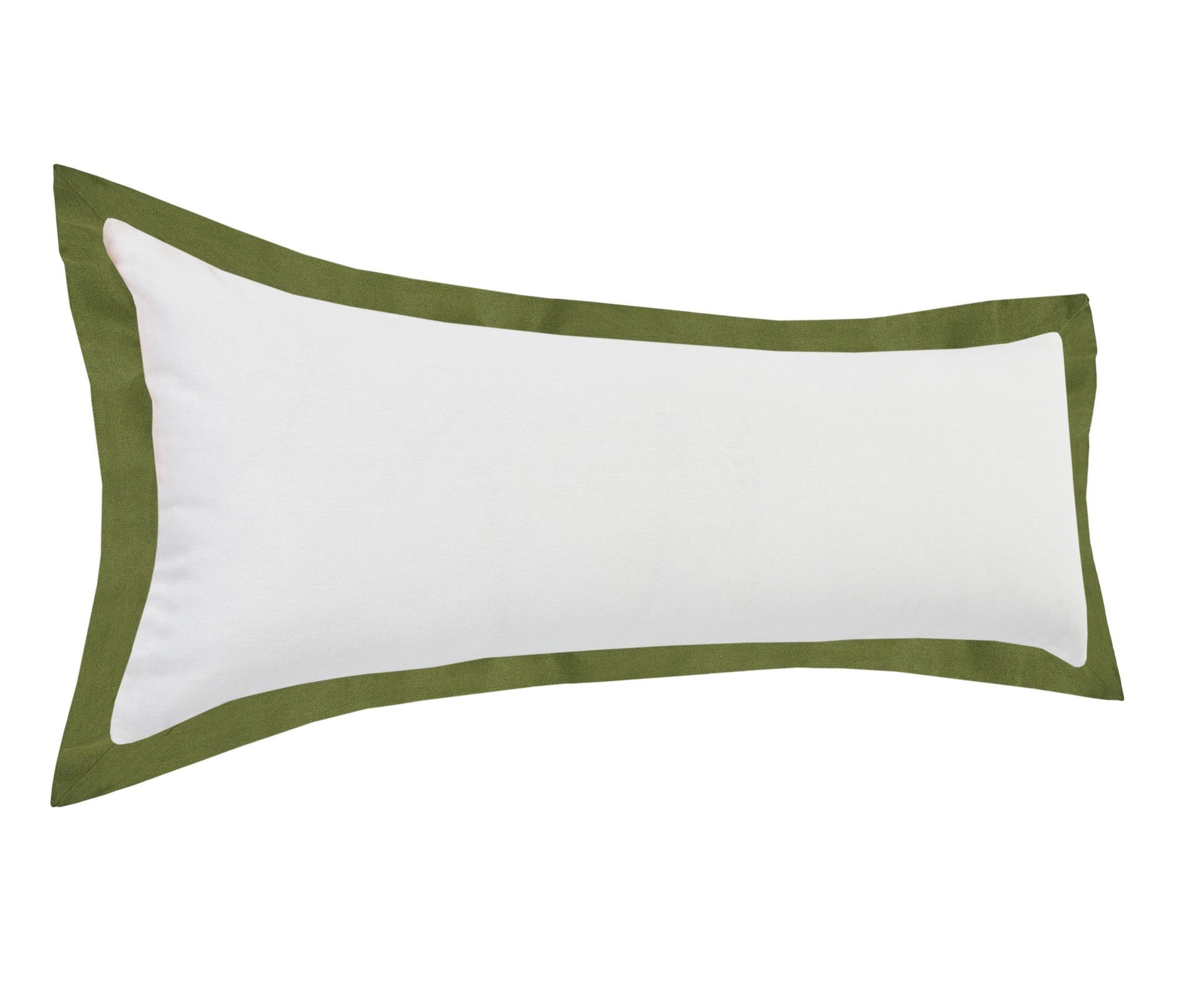 14" X 36" White And Moss Green 100% Cotton Geometric Zippered Pillow FurniFindUSA