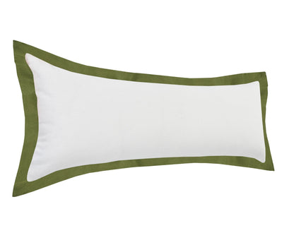 14" X 36" White And Moss Green 100% Cotton Geometric Zippered Pillow FurniFindUSA