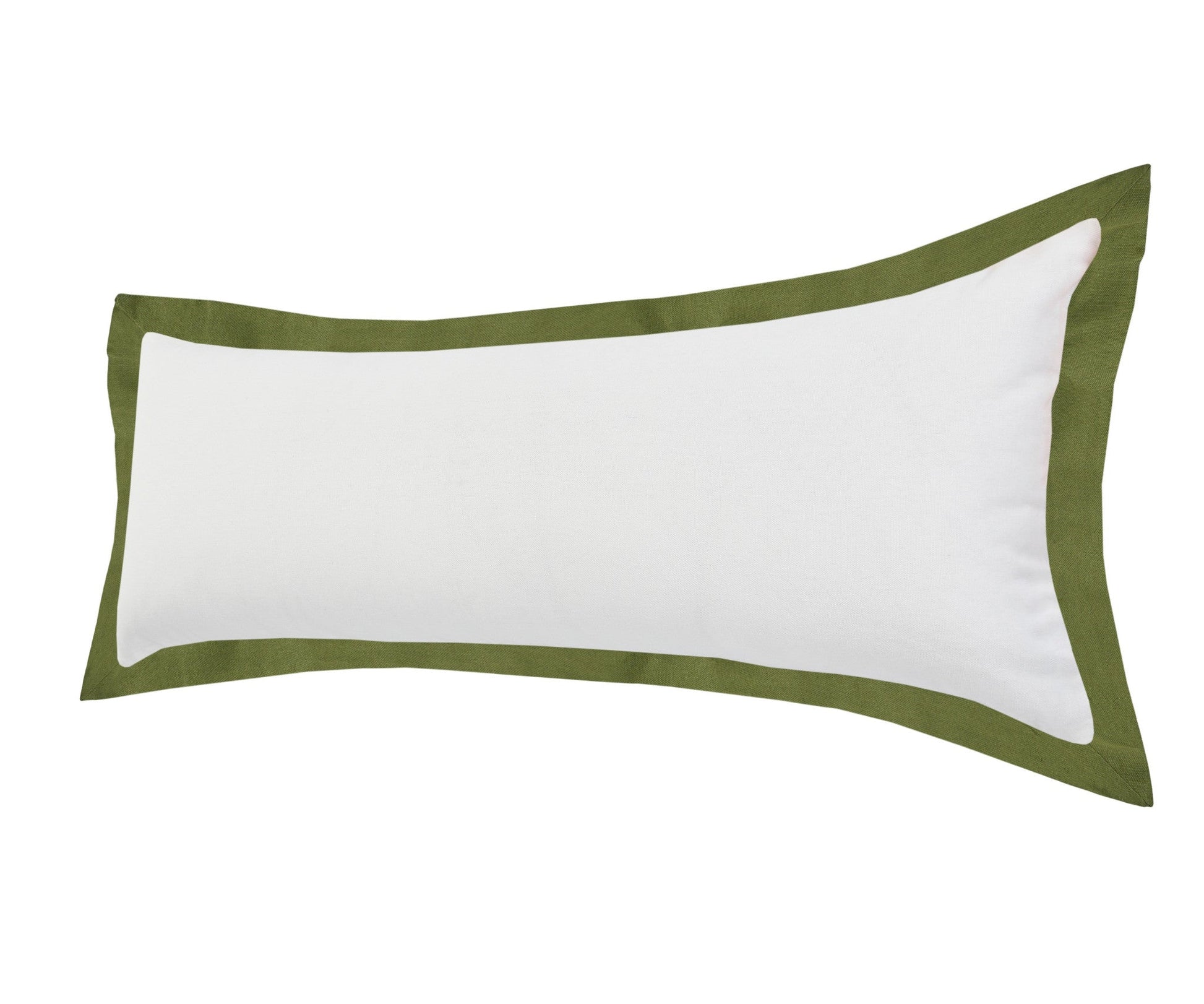 14" X 36" White And Moss Green 100% Cotton Geometric Zippered Pillow FurniFindUSA