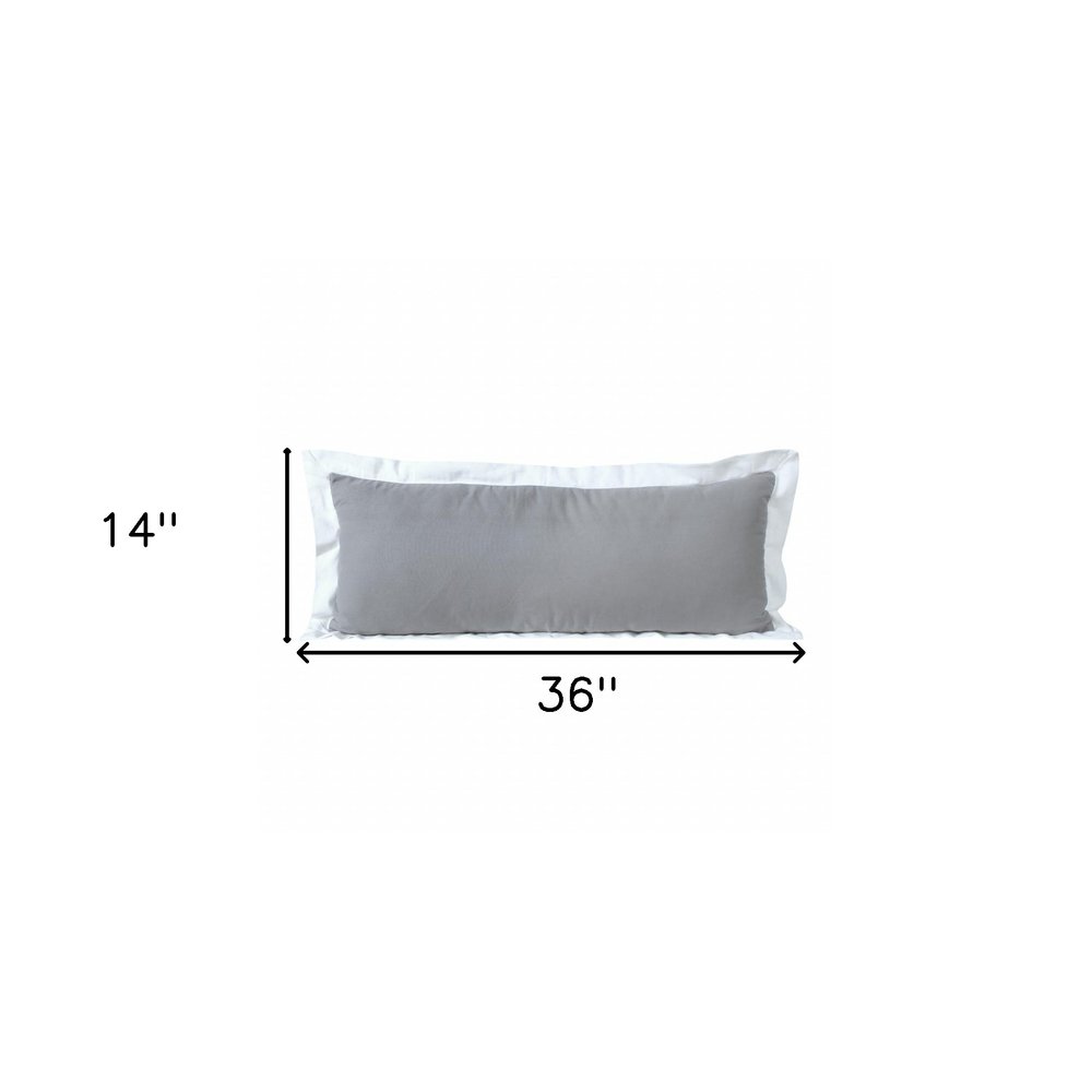 14" X 36" Gray And White 100% Cotton Geometric Zippered Pillow HomeRoots