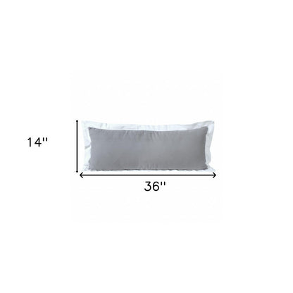 14" X 36" Gray And White 100% Cotton Geometric Zippered Pillow HomeRoots