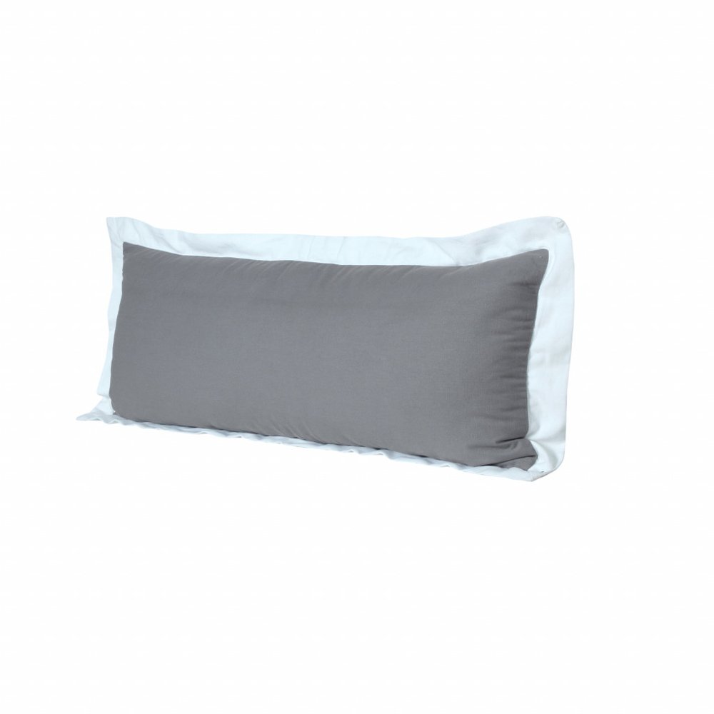 14" X 36" Gray And White 100% Cotton Geometric Zippered Pillow — view 4