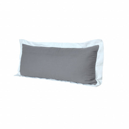 14" X 36" Gray And White 100% Cotton Geometric Zippered Pillow HomeRoots