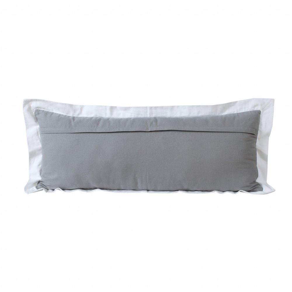 14" X 36" Gray And White 100% Cotton Geometric Zippered Pillow HomeRoots