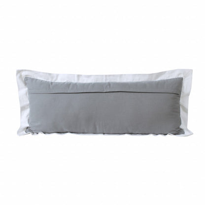 14" X 36" Gray And White 100% Cotton Geometric Zippered Pillow HomeRoots