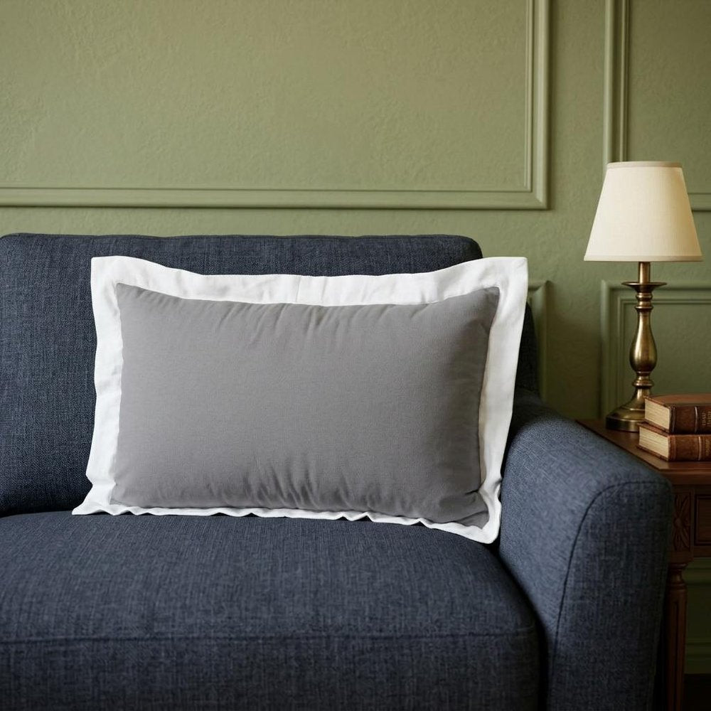 14" X 36" Gray And White 100% Cotton Geometric Zippered Pillow — view 9