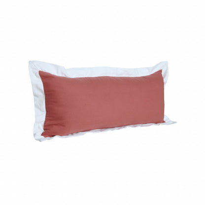 14" X 36" Deep Coral And White 100% Cotton Geometric Zippered Pillow HomeRoots