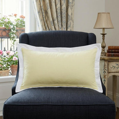 14" X 36" Light Yellow And White 100% Cotton Geometric Zippered Pillow HomeRoots
