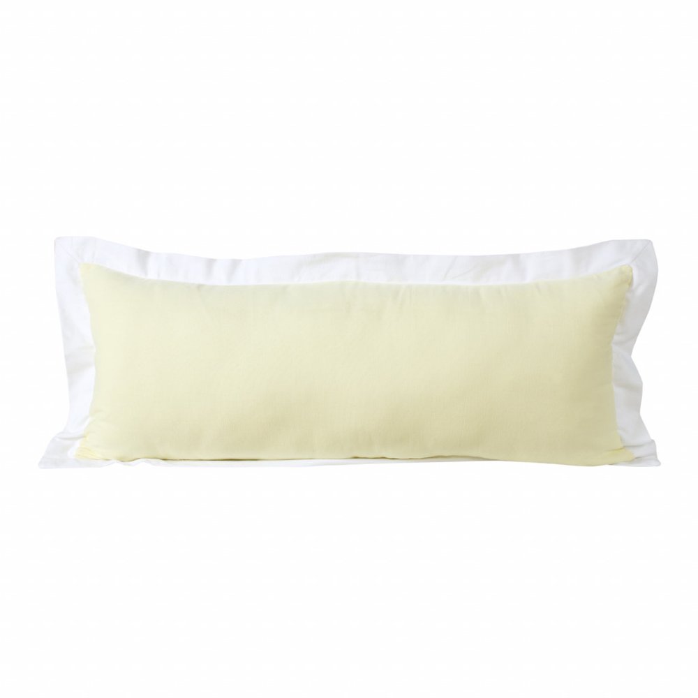 14" X 36" Light Yellow And White 100% Cotton Geometric Zippered Pillow — view 1