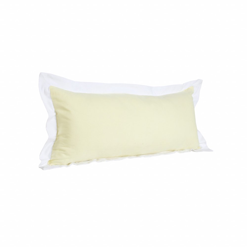 14" X 36" Light Yellow And White 100% Cotton Geometric Zippered Pillow HomeRoots