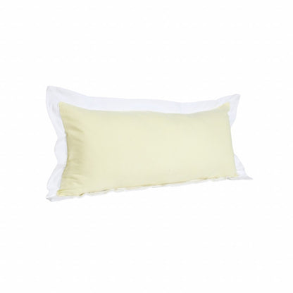 14" X 36" Light Yellow And White 100% Cotton Geometric Zippered Pillow HomeRoots