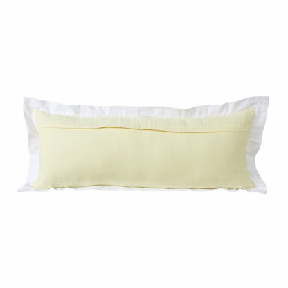14" X 36" Light Yellow And White 100% Cotton Geometric Zippered Pillow HomeRoots