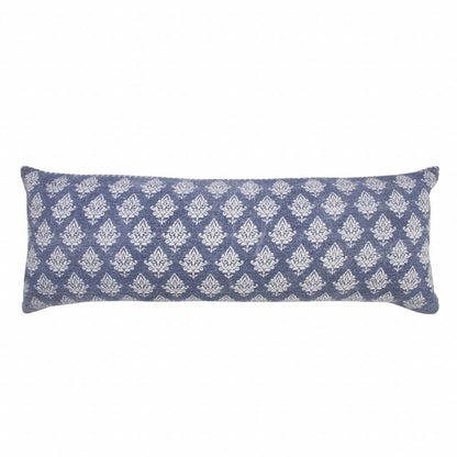 14" X 36" Vintage Indigo Blue And White 100% Cotton Geometric Zippered Pillow HomeRoots