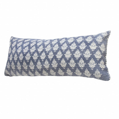 14" X 36" Vintage Indigo Blue And White 100% Cotton Geometric Zippered Pillow HomeRoots