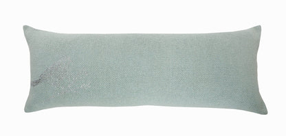 14" X 36" Blue Mint And Silver Polyester Geometric Zippered Pillow FurniFindUSA