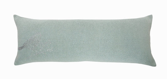 14" X 36" Blue Mint And Silver Polyester Geometric Zippered Pillow FurniFindUSA