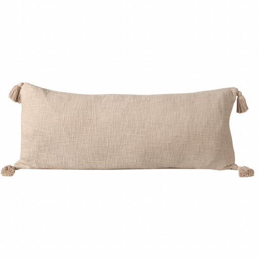 14" X 36" Beige 100% Cotton Zippered Pillow 7.5" (L) x 36.0" (W) x 14.0" (H) FurniFindUSA