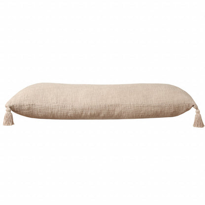 14" X 36" Beige 100% Cotton Zippered Pillow 7.5" (L) x 36.0" (W) x 14.0" (H) FurniFindUSA