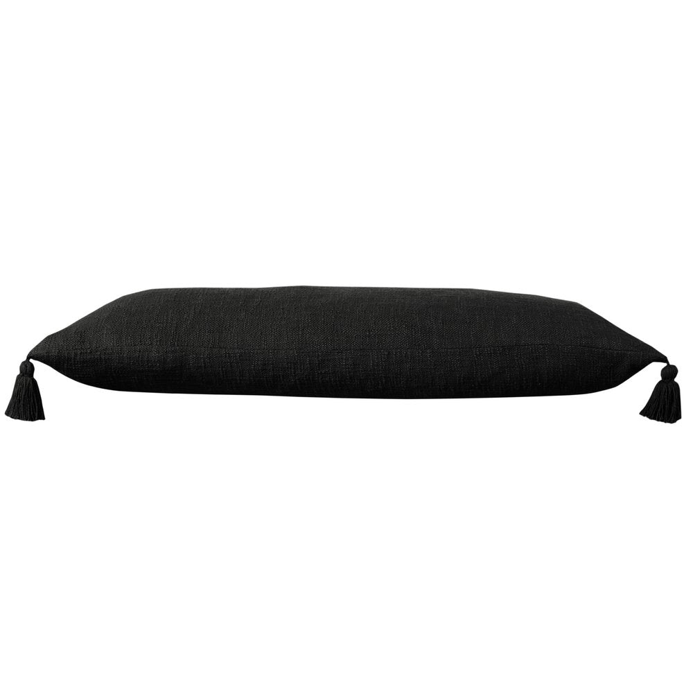 14" X 36" Black Cotton Throw Pillow with Tassels HomeRoots