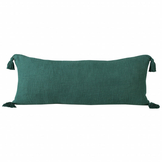 14" X 36" Emerald Green 100% Cotton Zippered Pillow 7.5" (L) x 36.0" (W) x 14.0" (H) FurniFindUSA