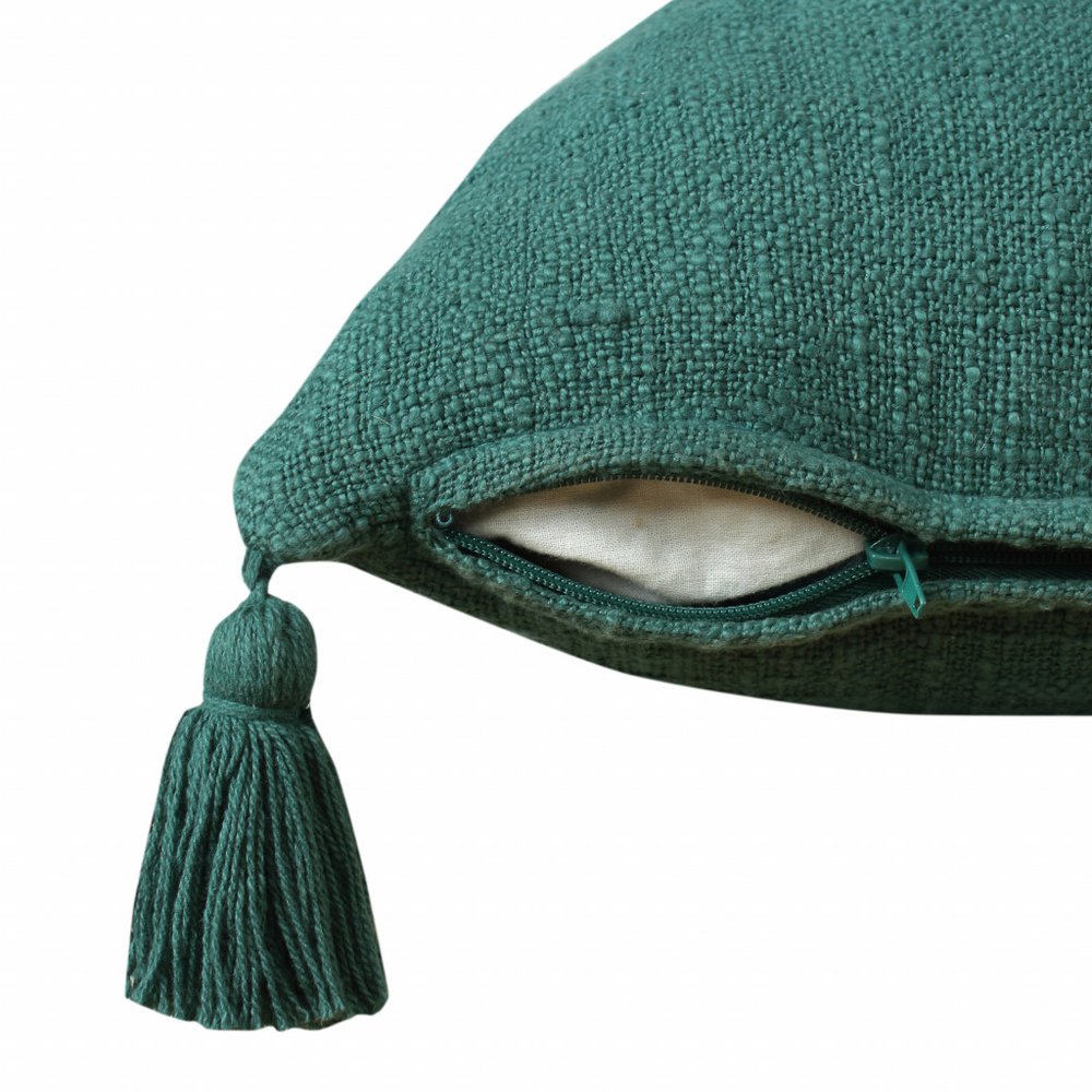 14" X 36" Emerald Cotton Throw Pillow with Tassels HomeRoots
