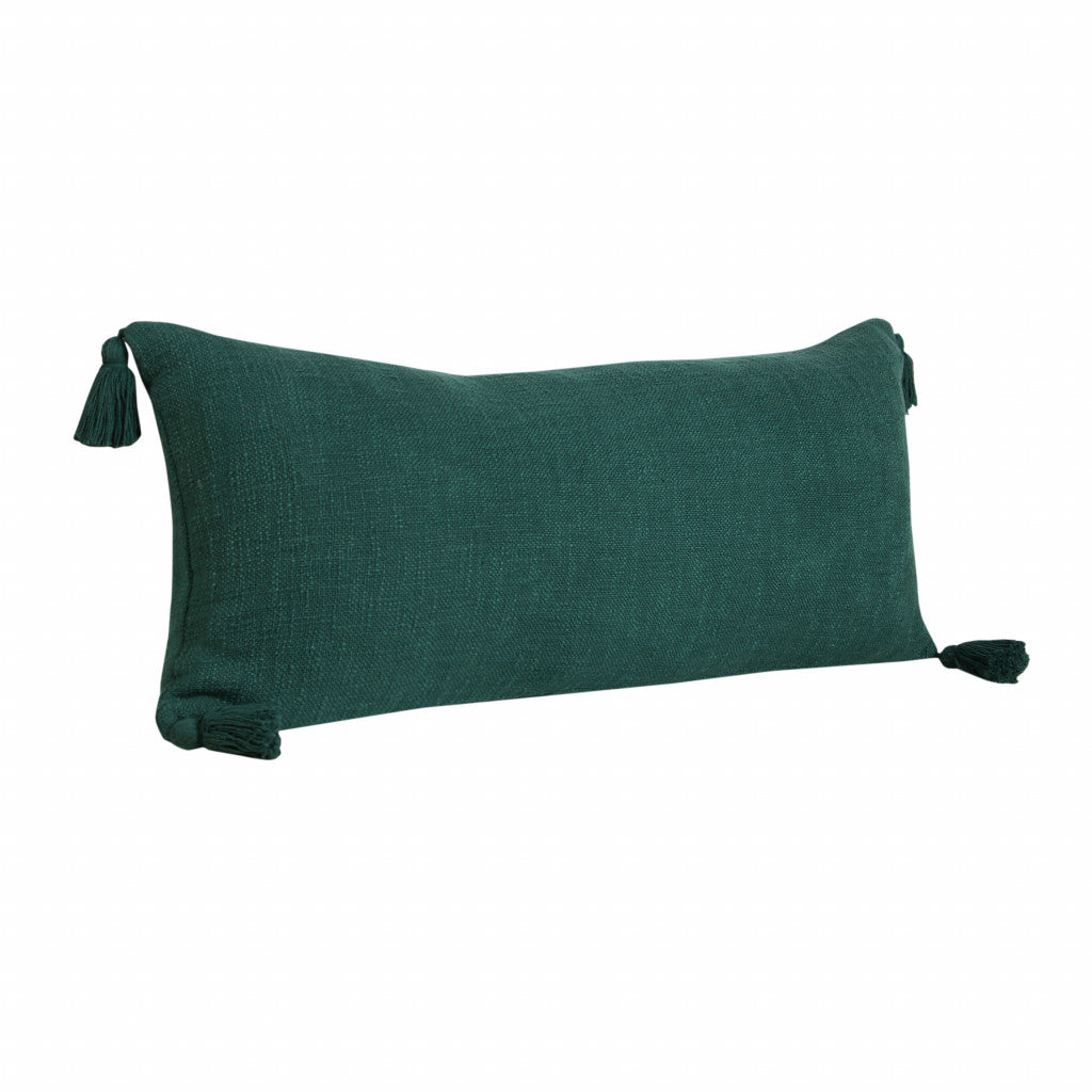 14" X 36" Emerald Green 100% Cotton Zippered Pillow 7.5" (L) x 36.0" (W) x 14.0" (H) FurniFindUSA