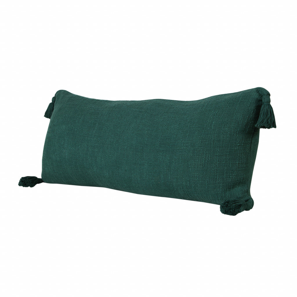 14" X 36" Emerald Green 100% Cotton Zippered Pillow 7.5" (L) x 36.0" (W) x 14.0" (H) FurniFindUSA