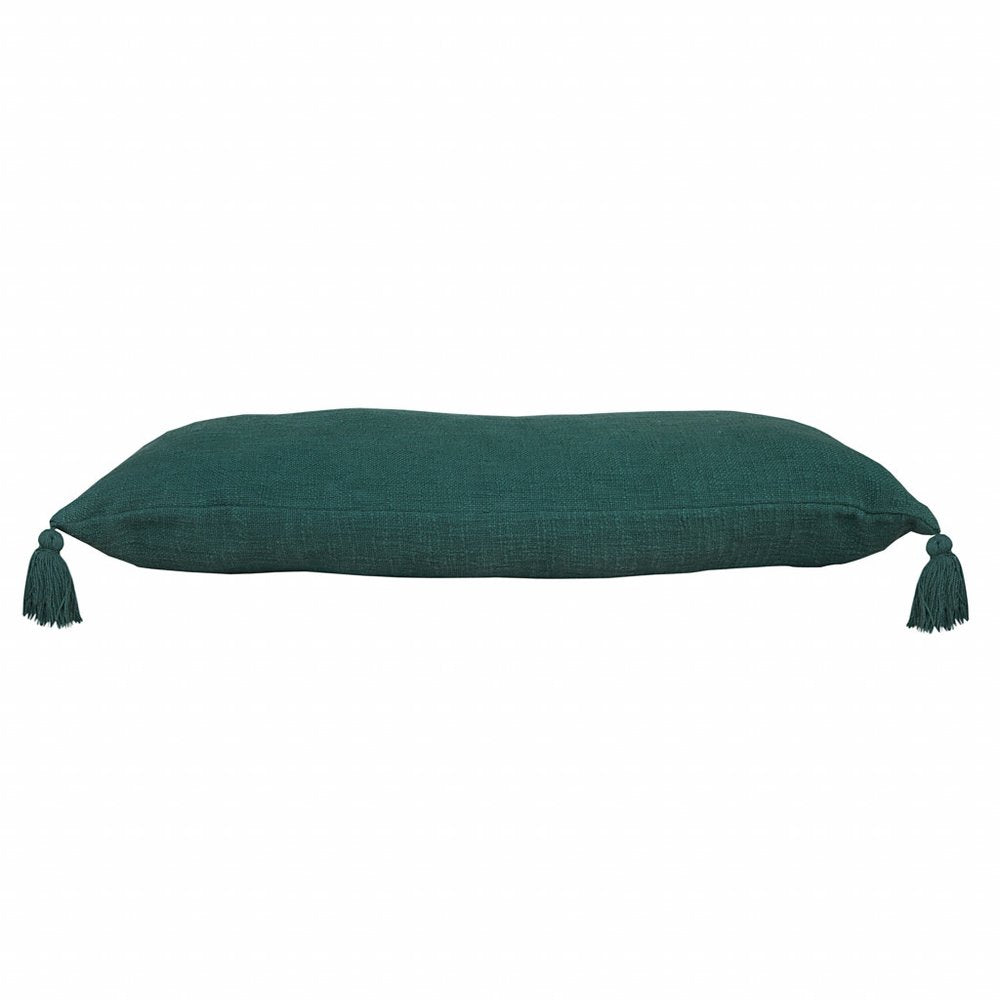 14" X 36" Emerald Cotton Throw Pillow with Tassels HomeRoots