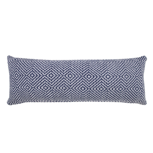 14" X 36" Blue And White 100% Cotton Geometric Zippered Pillow FurniFindUSA