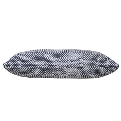 14" X 36" Blue And White 100% Cotton Geometric Zippered Pillow FurniFindUSA