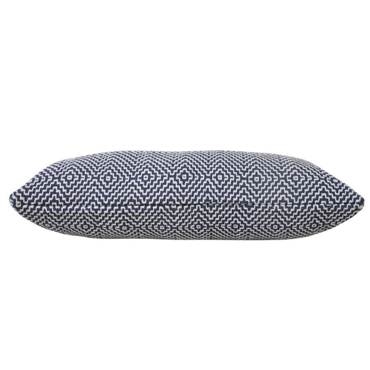 14" X 36" Blue And White 100% Cotton Geometric Zippered Pillow FurniFindUSA