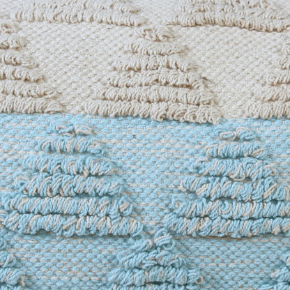 14" X 36" Light Blue And Off-White 100% Cotton Geometric Zippered Pillow HomeRoots