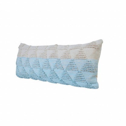 14" X 36" Light Blue And Off-White 100% Cotton Geometric Zippered Pillow HomeRoots