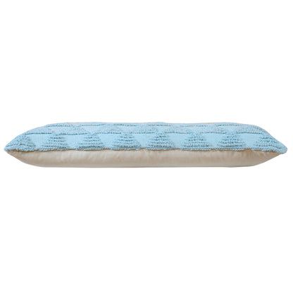 14" X 36" Light Blue And Off-White 100% Cotton Geometric Zippered Pillow FurniFindUSA