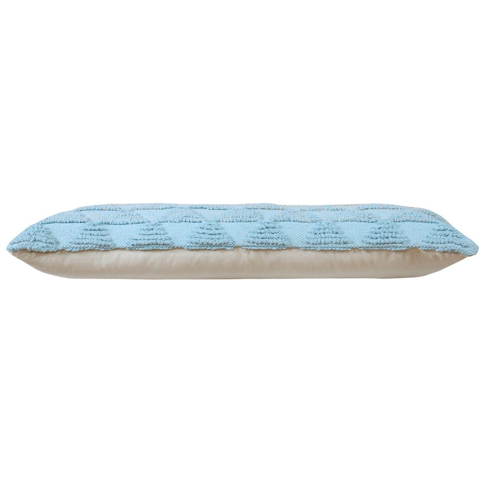14" X 36" Light Blue And Off-White 100% Cotton Geometric Zippered Pillow — view 6