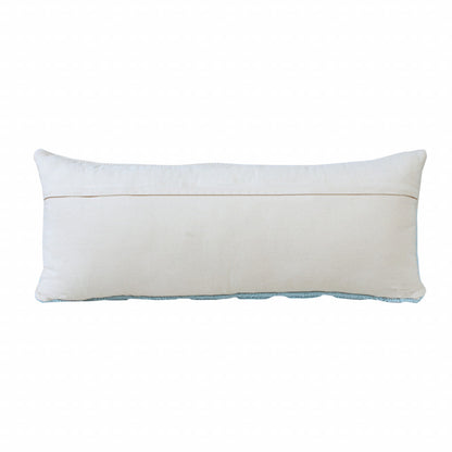 14" X 36" Light Blue And Off-White 100% Cotton Geometric Zippered Pillow FurniFindUSA