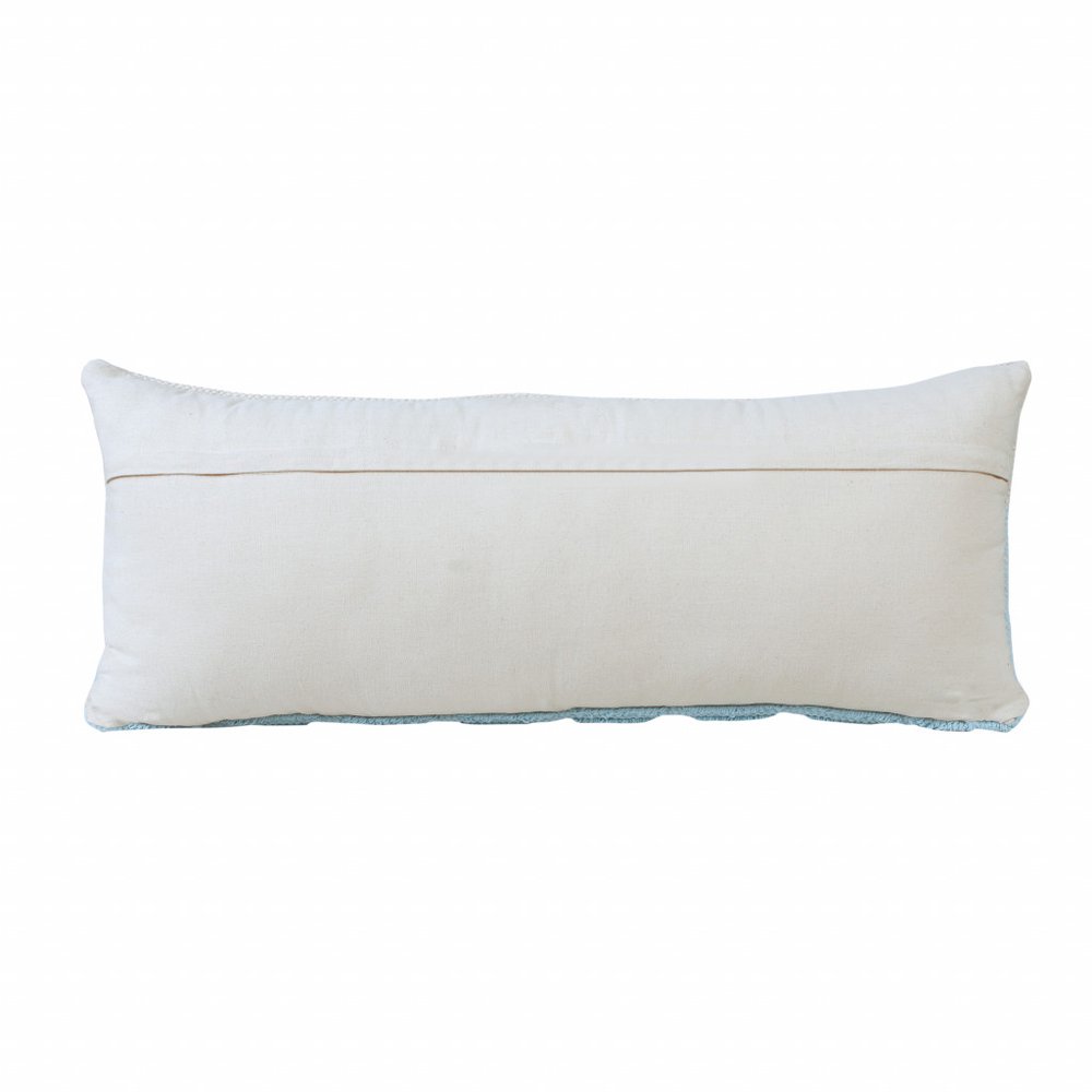 14" X 36" Light Blue And Off-White 100% Cotton Geometric Zippered Pillow HomeRoots