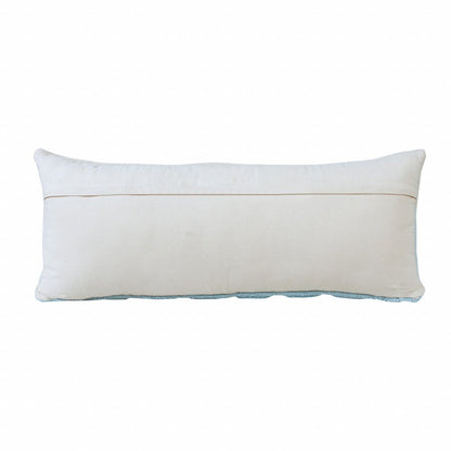 14" X 36" Light Blue And Off-White 100% Cotton Geometric Zippered Pillow HomeRoots