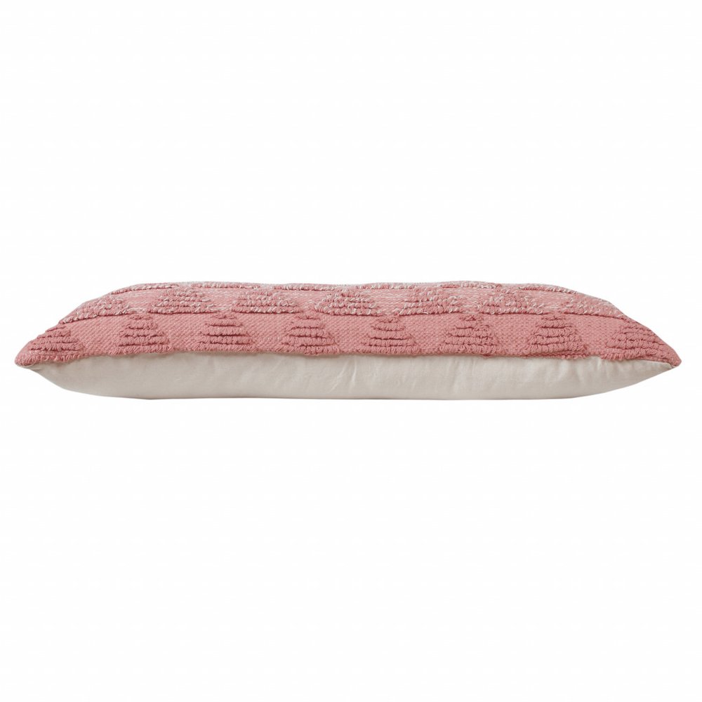 14" X 36" Pink And Off-White 100% Cotton Geometric Zippered Pillow HomeRoots