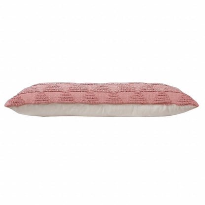 14" X 36" Pink And Off-White 100% Cotton Geometric Zippered Pillow HomeRoots
