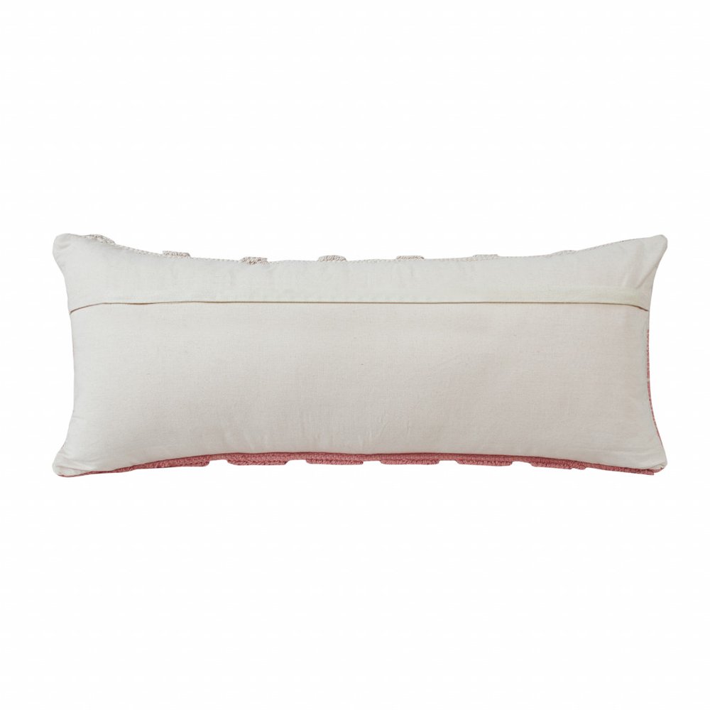 14" X 36" Pink And Off-White 100% Cotton Geometric Zippered Pillow — view 7