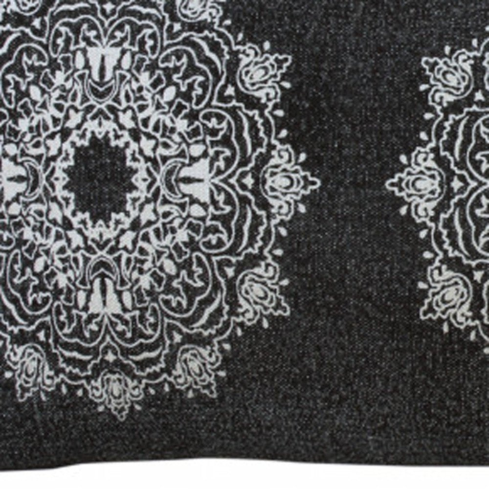 14" X 36" Black And White Cotton Medallion Throw Pillow — view 10