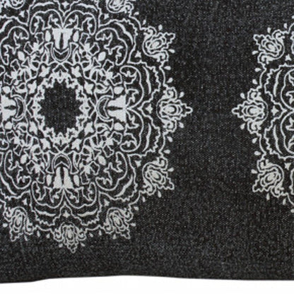 14" X 36" Black And White Cotton Medallion Throw Pillow HomeRoots