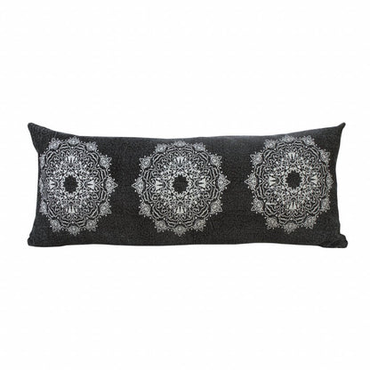 14" X 36" Black And White Cotton Medallion Throw Pillow HomeRoots
