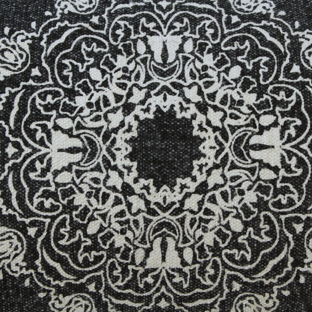 14" X 36" Black And White Cotton Medallion Throw Pillow — view 2