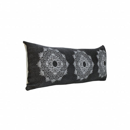 14" X 36" Black And White Cotton Medallion Throw Pillow HomeRoots