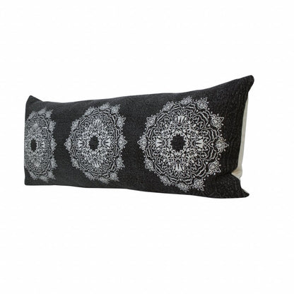 14" X 36" Black And White Cotton Medallion Throw Pillow HomeRoots