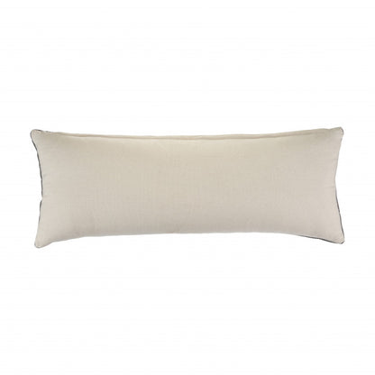 14" X 36" Frost Gray And Cream 100% Cotton Geometric Zippered Pillow FurniFindUSA